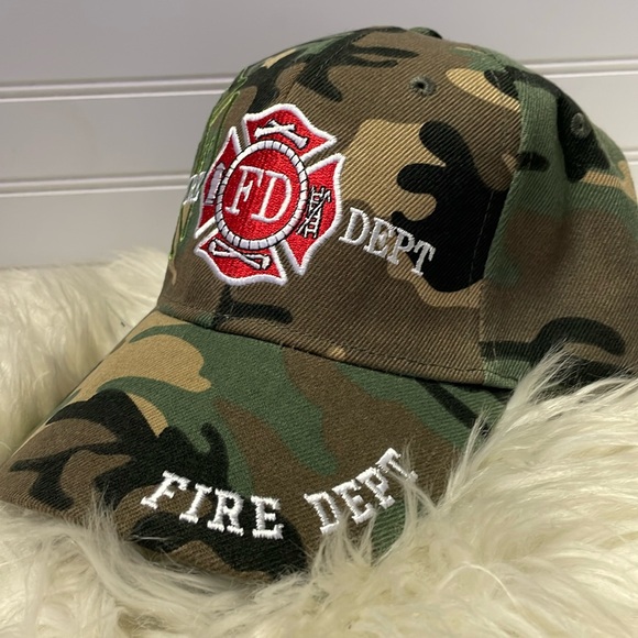 Fire Department Camoflauged Embroidered Baseball Cap - Picture 2 of 12
